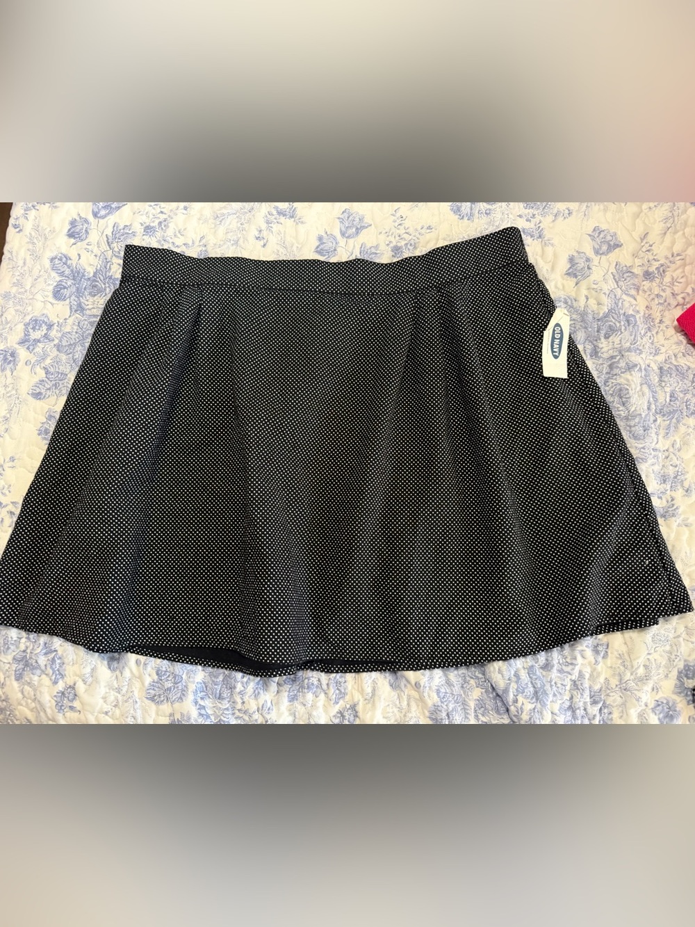Old Navy Black Mini Skirt with White Microdot Print